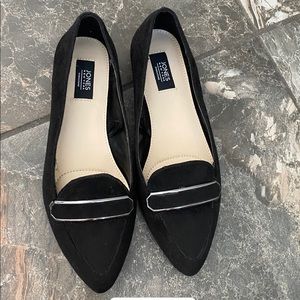 Black suede pointed toe flats